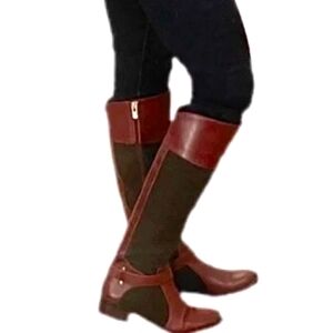 RARE NEW Antonio Melani Erna Riding Leather Wool Knee High Sepia Olive Boots